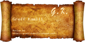 Greff Kamill névjegykártya